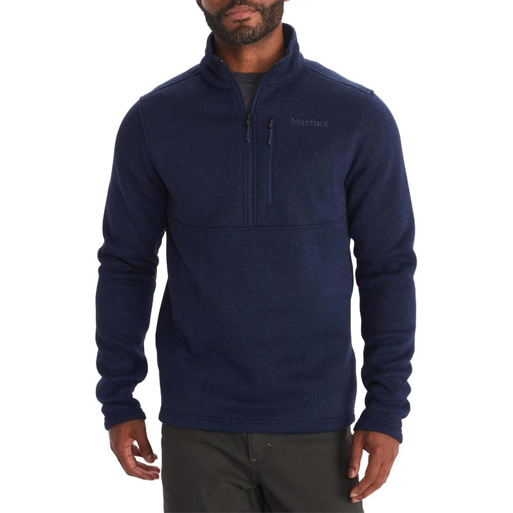 imageMarmot Mens Drop Line 12 Zip Pullover Lightweight 100Weight Sweater Fleece JacketArctic Navy 2975