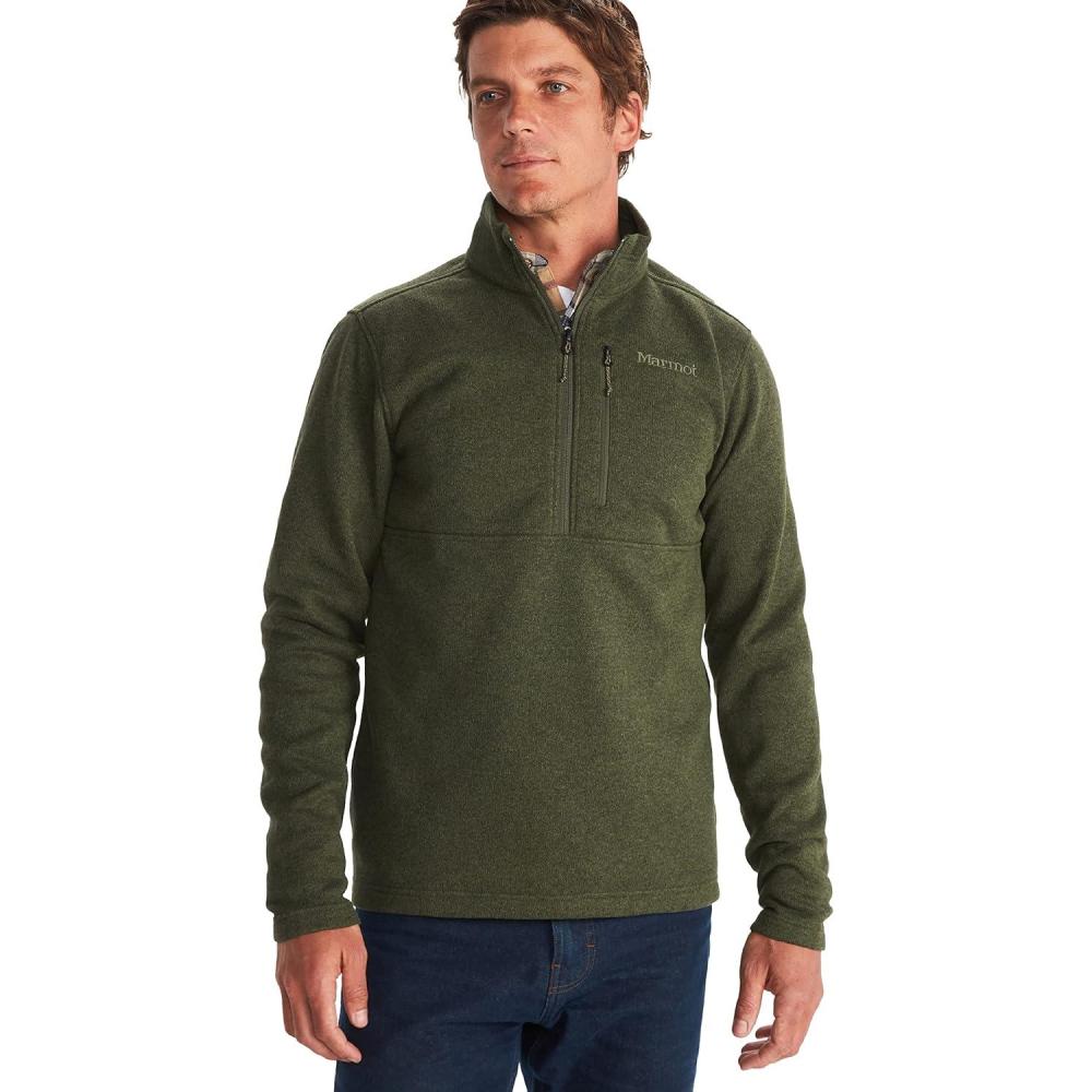 imageMarmot Mens Drop Line 12 Zip Pullover Lightweight 100Weight Sweater Fleece JacketNori 4859