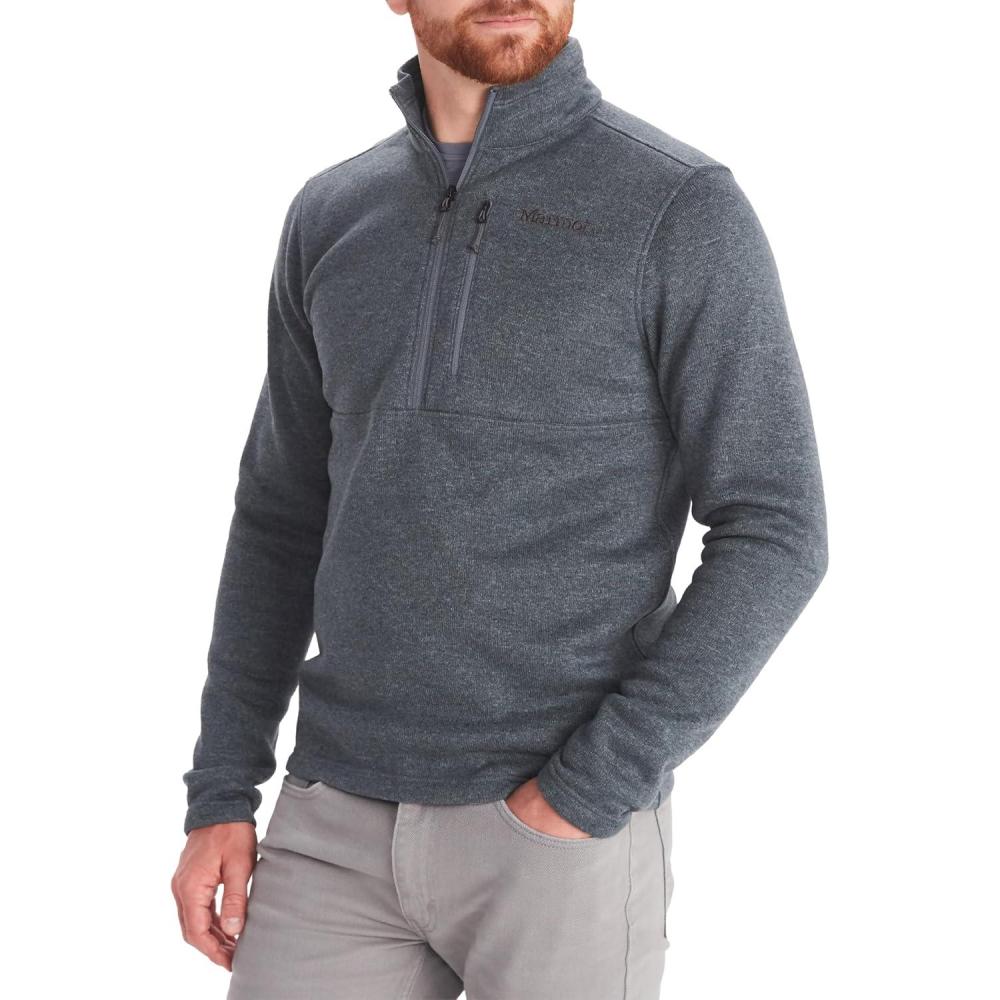imageMarmot Mens Drop Line 12 Zip Pullover Lightweight 100Weight Sweater Fleece JacketSteel Onyx 1515