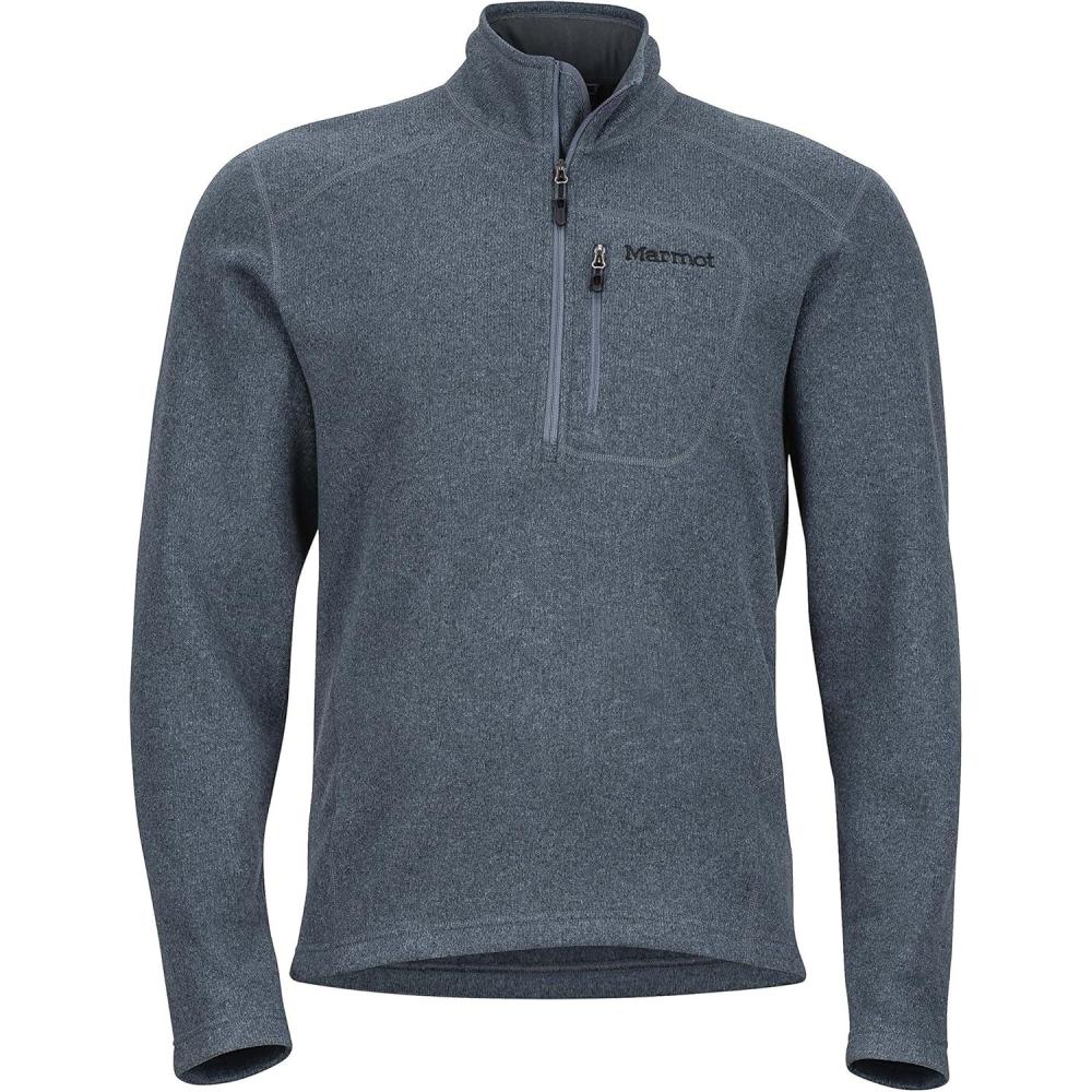 imageMarmot Mens Drop Line 12 Zip Pullover Lightweight 100Weight Sweater Fleece JacketSteel Onyx