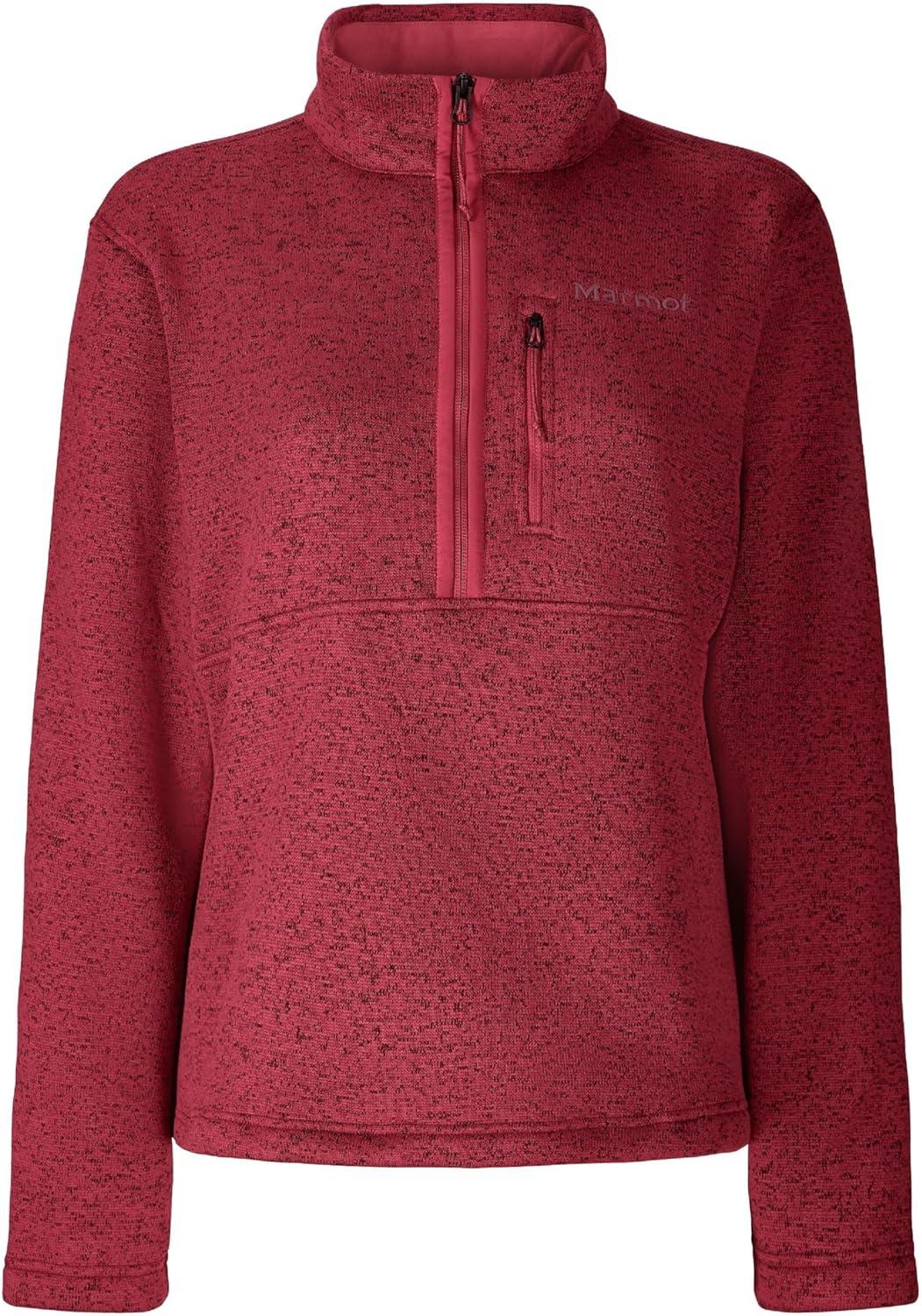 imageMARMOT Womens Drop Line 12 Zip Pullover Jacket Lightweight Breathable 100Weight Sweater FleeceDried Rose Heather