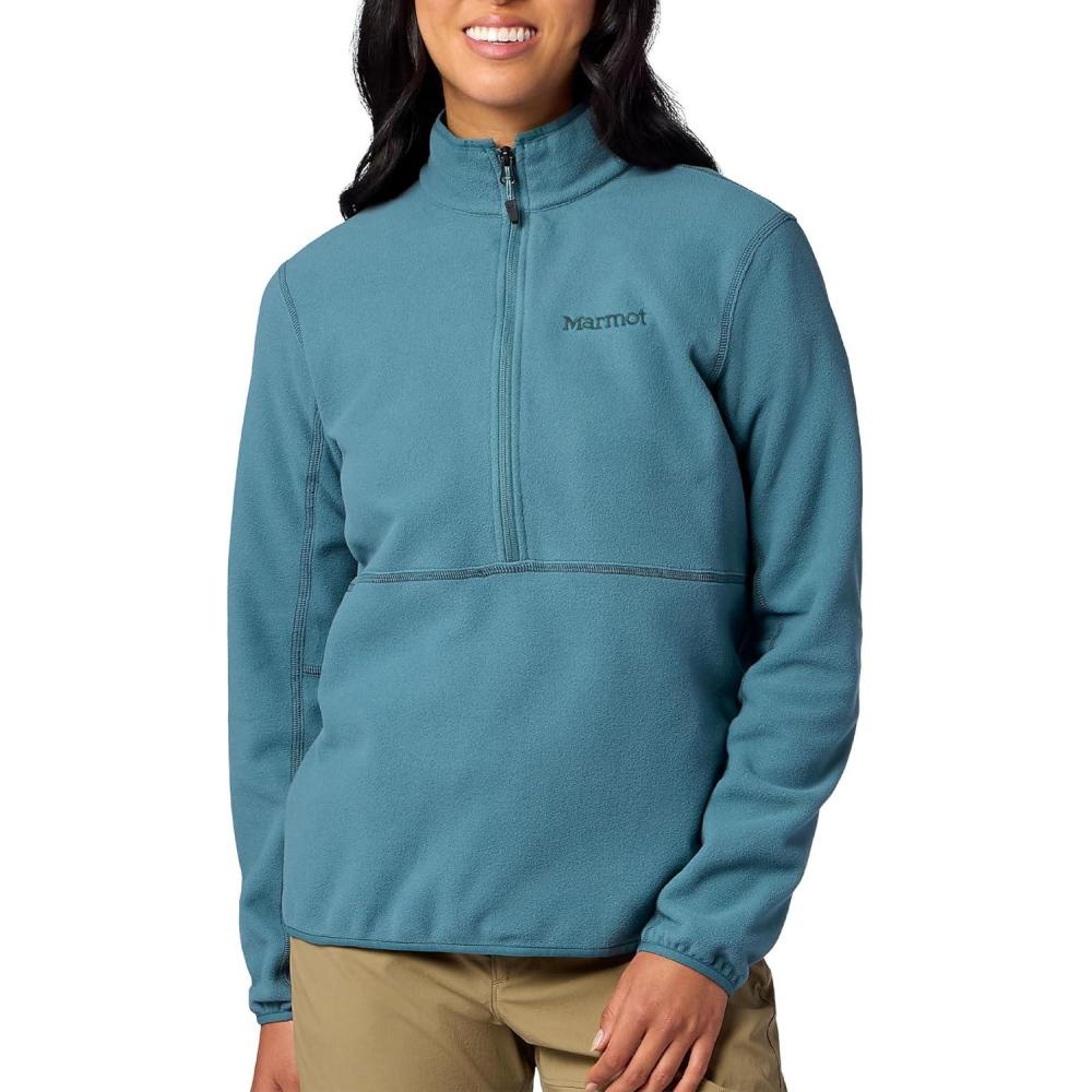 imageMARMOT Womens Rocklin 12 Zip Jacket Classic Warm Lightweight 100Weight Fleece LayerSeafloor