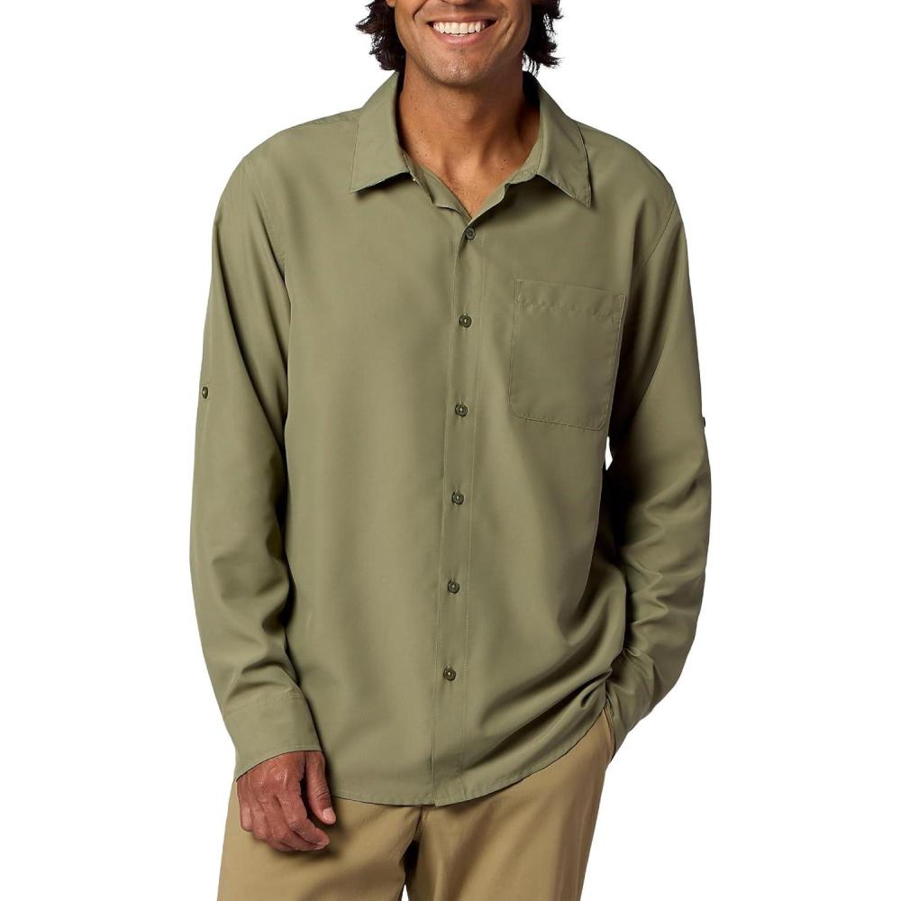 imageMarmot Mens Aerobora Long Sleeve ButtonDown Shirt  Lightweight Packable QuickDrying UPF ProtectionOlive Grove