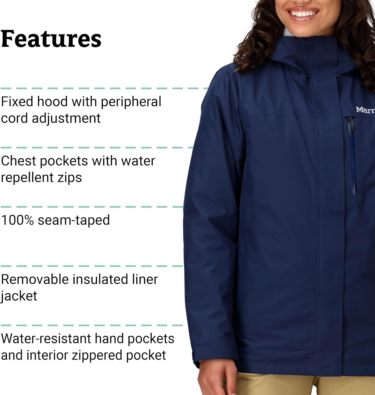 image:imageMARMOT Womens Ramble 3in1 Component Jacket Recycled Waterproof Shell with Hood and Removable Insulated Thermal R LinerArctic Navy Latest Collection