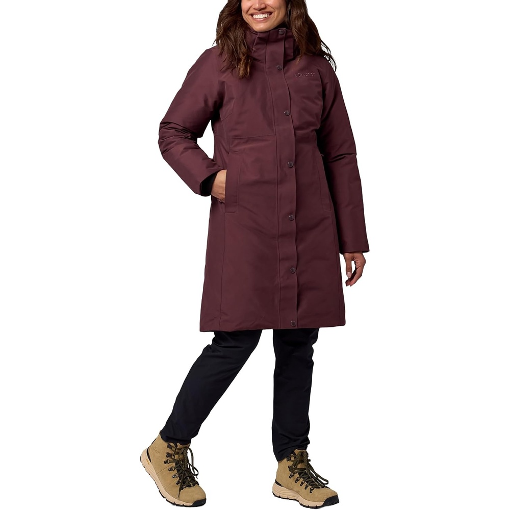 image:imageMARMOT Womens Chelsea 700 Down Fill Coat with HoodBlack Plum Latest Collection
