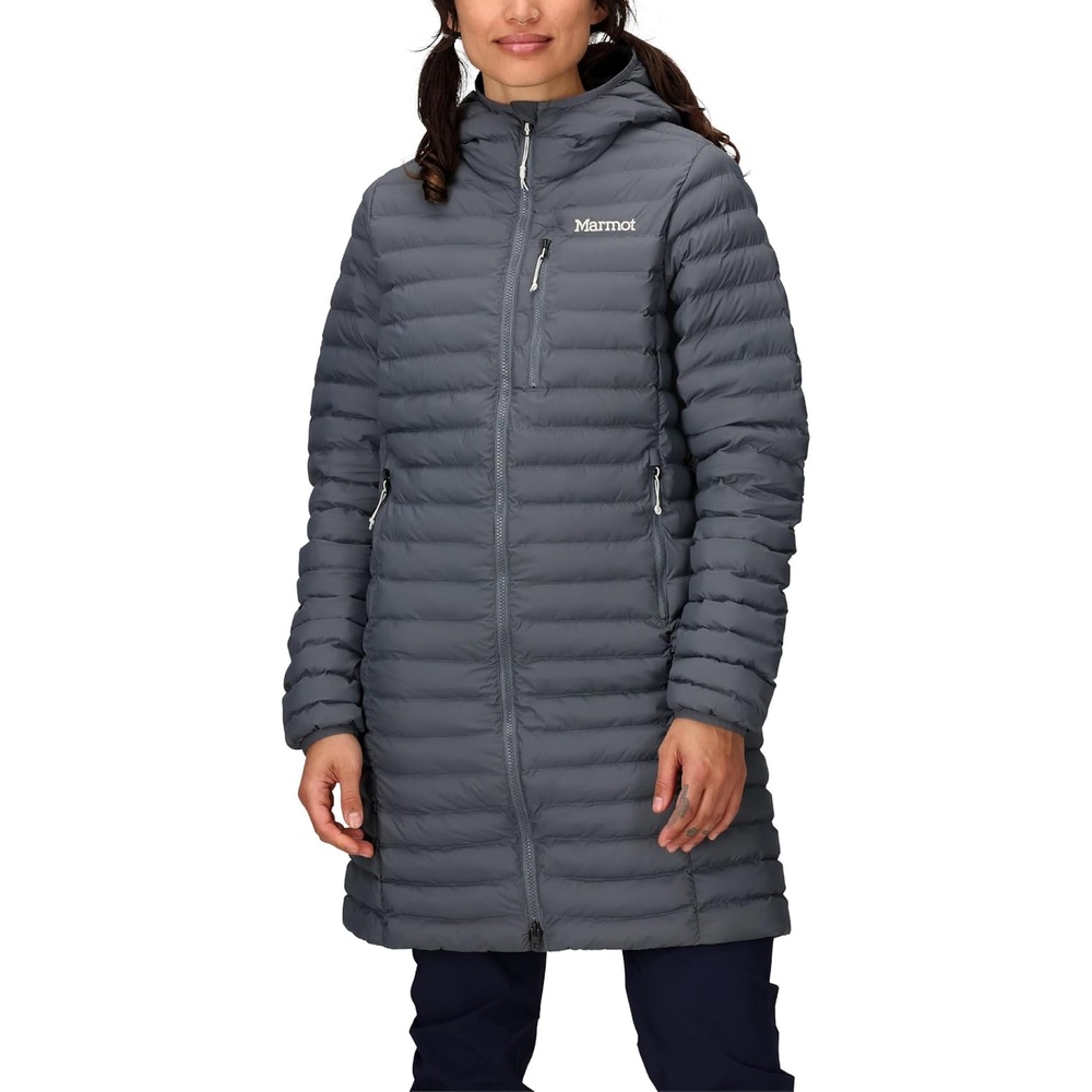 image:imageMARMOT Womens Echo Featherless Long Jacket Lightweight Hooded DownAlternative Insulated JacketSteel Onyx